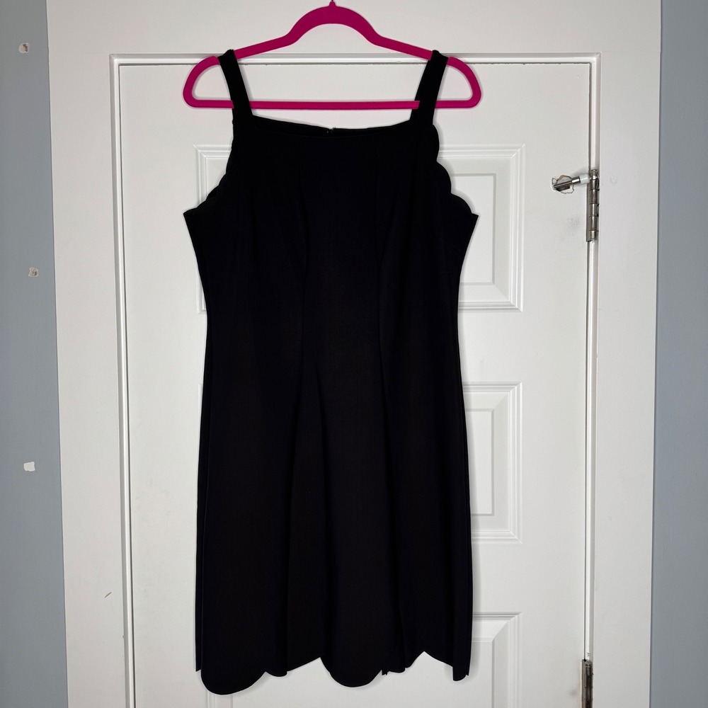ECRU Women's Black Scallop Edge Dress Size Medium Quiet Luxury